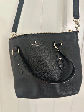 Kate Spade New York Pebbled Leather Black Crossbody Tote Purse